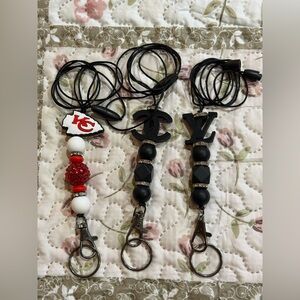 Black and White Beaded Keychain Set